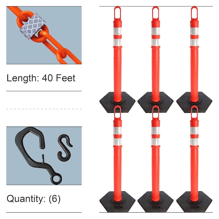 Mr. Chain Traffic Orange Delineator and Reflective Chain Kit, PK6 78213-6