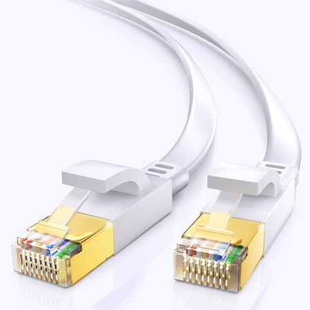 Maximm 3ft Cat8 Flat Ethernet Cable with Gold-Plated RJ45, 2PK, White, 2PK C8F-3FT-WHITE-2PK