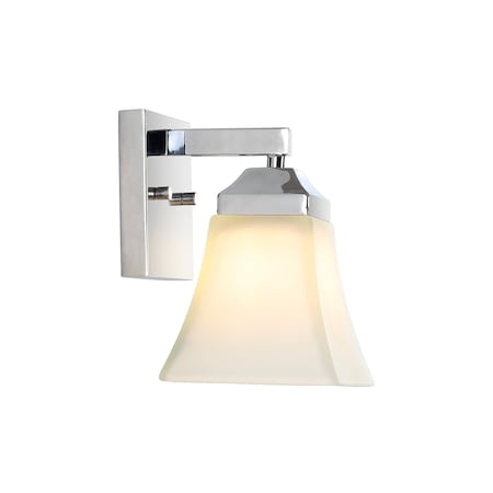 Jonathan Y Staunton 5" 1-Light Farmhouse Cottage Metal LED Vanity Light with Frosted Glass Shade, Chrome JYL7522B