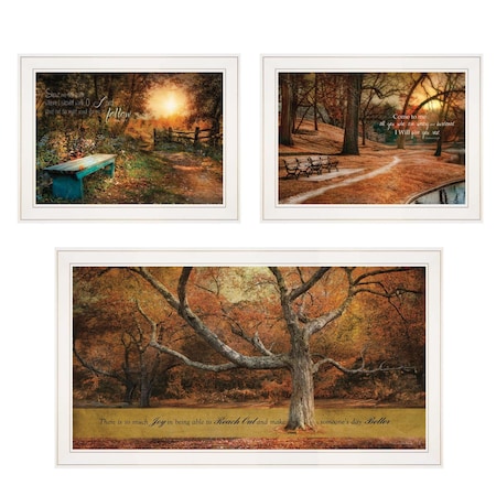 Set Of Three Tranquil Spaces 1 White Framed Print Wall Art, 3PK