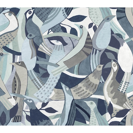York Wallcoverings Fauvist Flock Blue Wallpaper AG2015