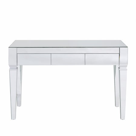 Homeroots 47" Silver Mirrored Writing Desk With Three Drawers 402022