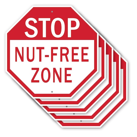 Signmission Stop Nut-free Zone, 10 inch X 10 inch, Aluminum Metal Signs, 5PK OC-A-5Pack-10-119