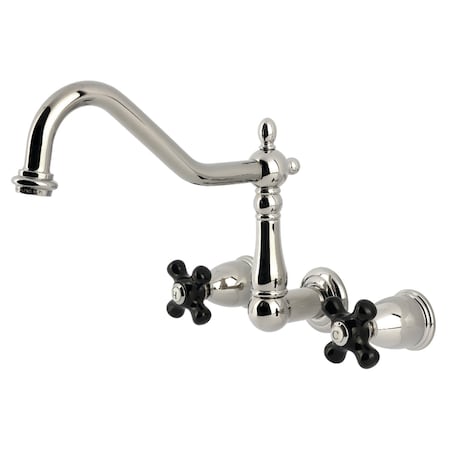 Kingston Brass Two-Handle Wall Mount Kitchen Faucet, Polished Nickel KS1286PKX