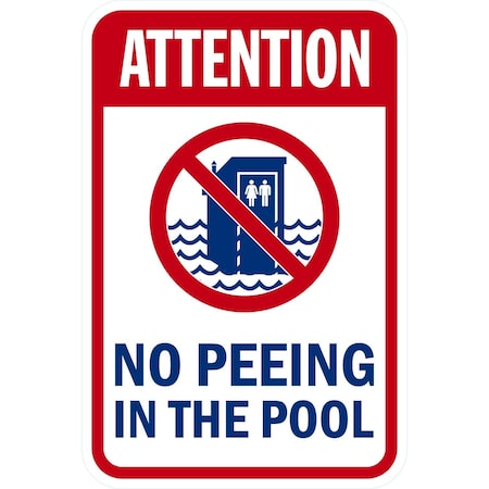 Lyle Attention, No Peeing in the Pool with Graphic, 12x18, Non-Reflective, White G-4783-NA_12x18