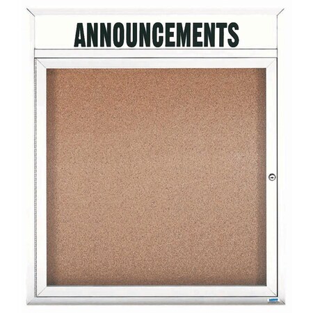 Aarco Enclosed Bulletin Board w/ Header White Powder Coated Al Frame, 36''Hx30''W DCC3630RHW