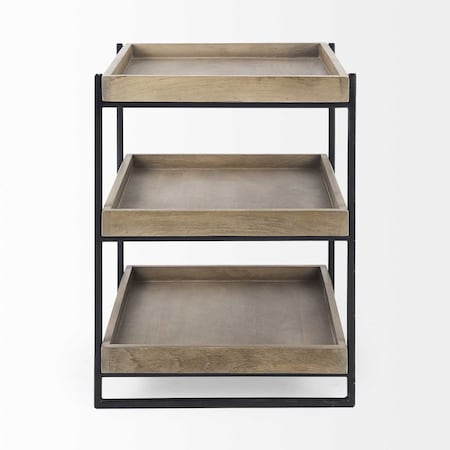 Homeroots 26" Brown Solid Wood Square End Table With Two Shelves 380659