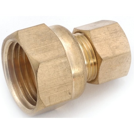 Anderson Metals Tube Adapter, 1/2 x 3/8 in, Compression, Brass 750097-0806