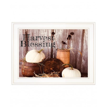 Homeroots Harvest Blessings 1 White Framed Print Kitchen Wall Art 407284