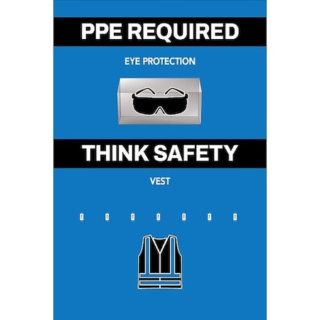 Visual Workplace PPE Shadow Board, Blue, 24 in H 30-1910-3624-P60803
