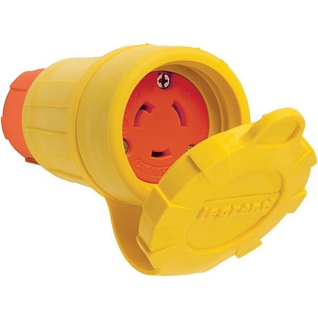 Pass & Seymour Locking Connector, L5-20R, 20 A, 125V AC, Single Phase, 2 Pole, Screw Terminals, Yellow 27W47AM
