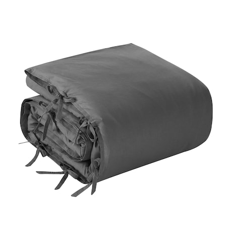 Homeroots Dark Slate Gray Queen Linen 220 Thread Count Washable Duvet Cover Set 529002