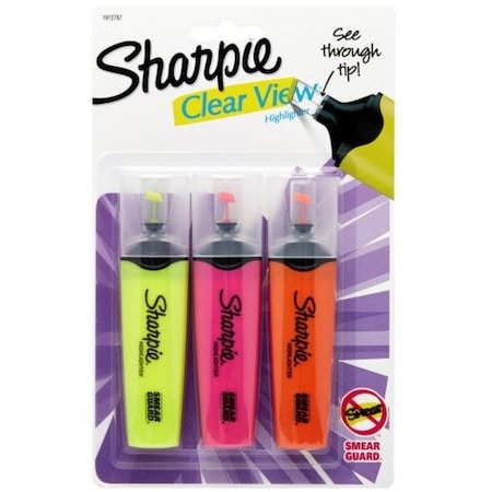 Sanford Clearview Tank-Style Highlighter, Assorted Ink Colors, Chisel Tip, Assorted Barrel Colors, 3PK 1912767