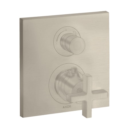 Axor Citterio Thermostatic Trim with Volume Control- Cross Handle in Brushed Nickel 39705821