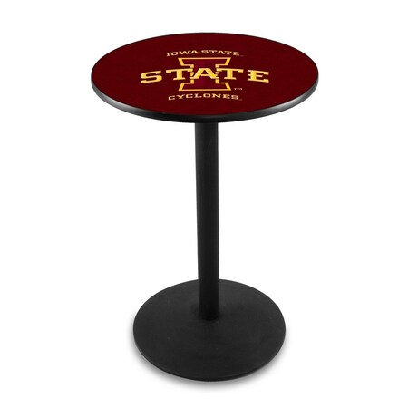 Holland Bar Stool Co 42" Blk Wrinkle Iowa State Pub Table, 36" dia. Top L214B4236IowaSt