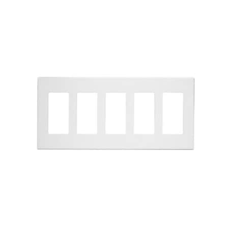 Leviton Decora Wallplate, Screwless, Standard Size, Gang 5, White 80321-SW