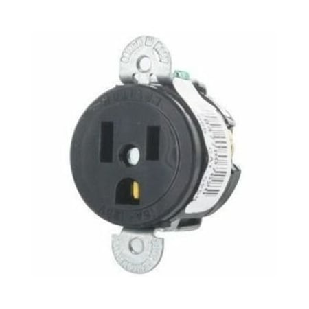 Leviton Straight Blade Receptacle, 5-15R, 15 A, 125V AC, 2 Pole, 3 Wire, Flush Mount, Grounded 5258-SS