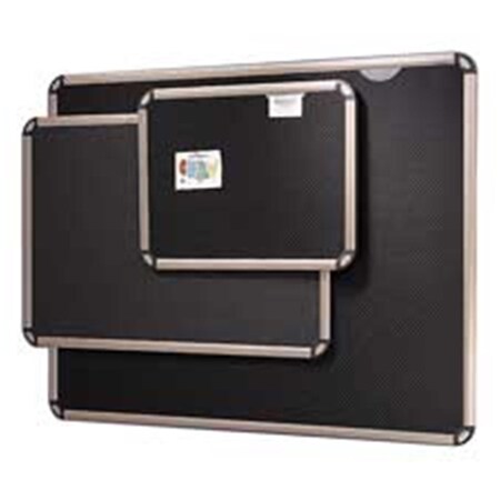 Easy-To-Organize Tackable Board- Fabric- 4ft.x3ft.- Titanium Frame-Black Board EA1189960