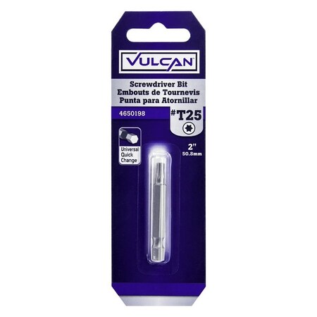 Vulcan 322881OR Screwdriver Bit, Hex Shank, S2 Chrome Molybdenum Steel PTA250567/322881O