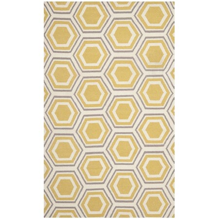 Safavieh Dhurries Hand Woven Flat Weave Rectangle RugIvory & Yellow 3 x 5 ft. DHU202A-3