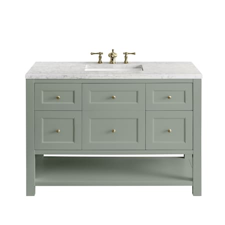 James Martin Vanities Breckenridge 48'' S Vanity, Smokey Celadon w/ Jasmine Pearl Top w/FreePower Wireless Charger 330-V48-SC-FEJP