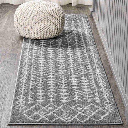Jonathan Y Ziri Moroccan Geometric Gray/Cream 2 ft. x 8 ft. Runner Rug MOH210B-28