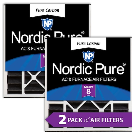 Nordic Pure 20x20x5 Pure Carbon Pleated Air Filter, High Capacity, MERV 8, 2 PK 20x20x5ABPCP-2