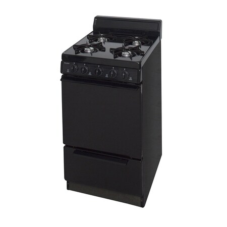 Premier Gas Range, Four 9100 BTU Open Burners, 20 inW x 40 inH x 24.5 inD, 2.42 cu. Ft., Black 805723
