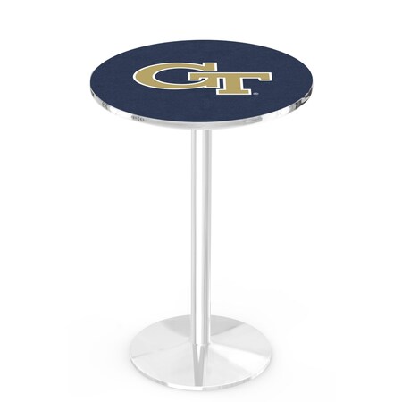 Holland Bar Stool Co 36" Chrome Georgia Tech Pub Table, 36" dia. Top L214C3636GATech