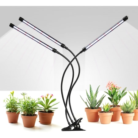 Ipower LED Grow Light, 6000K Full Spectrum Clip Plant Growing Lamp with 126 White Red LEDs for Indo GLLEDXTRIPLEGOOSEWHT75T