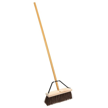 Simple Spaces Street Broom with Brace, 614 in L Trim, PolypropyleneSynthetic Fabric Bristle, 16 in L 93400