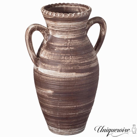 Uniquewise 12in Whitewashed Ceramic Flower Vase for Home Decor, Rustic Farmhouse Pottery Modern Country Accent QI004777