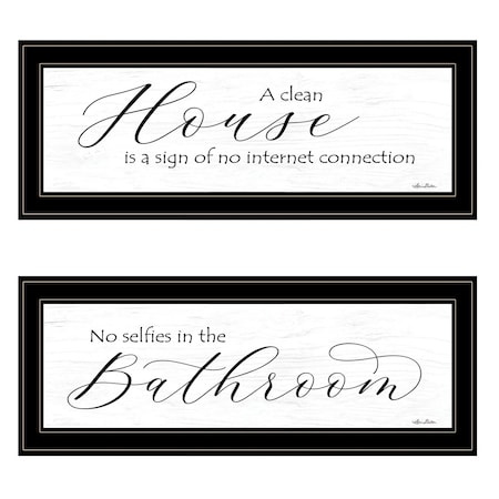 Set Of Two Household Humor 3 Black Framed Print Bathroom Wall Art, 2PK