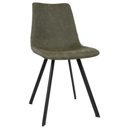 Leisuremod Markley Modern Leather Dining Chair with Metal Legs, Olive Green MC18G