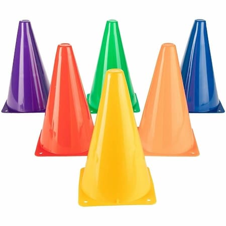Champion Sports High Visibility Plastic Cone Set, Assorted Colors, PK12 TC9SET
