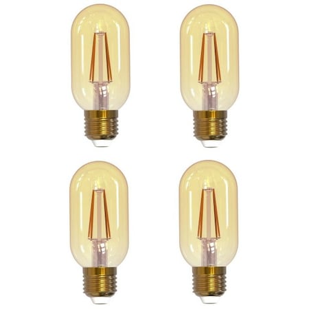 Bulbrite 4W Dimmable Antique Filament T14 Medium E26 LED Bulb, 315lu, 2100K, and 90 CRI, 4PK 860993