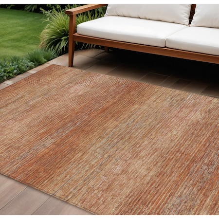 Homeroots 9' X 12' Copper Striped Washable Indoor Outdoor Area Rug 608465