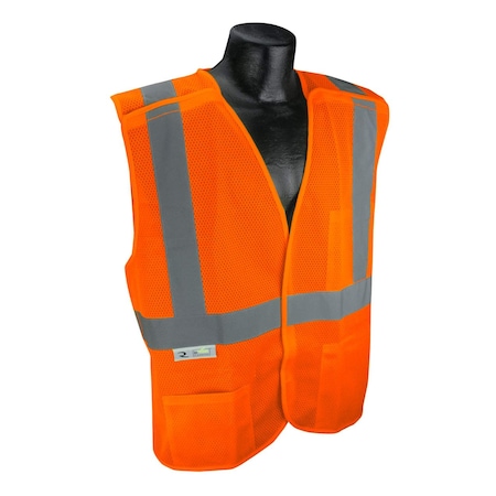 Radians Hi-Vis Safety Vest 3XL Class 2 X Back, , Hook & Loop 3 Pockets SV4X-2VOM-3X 120641