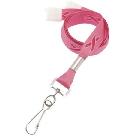 Brady LANYARD CUSTOM PRINTED, PINK RIBBON BREAST CANCER, ON PINK LANYARD, 5/8 IN 16 MM, FLAT, 3/3 2138-5286