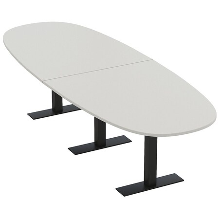 Skutchi Designs 12 Person Conference Table With Power Unit | 12' Boval Table | Harmony Series HAR-BOVL-48X144-T.BK-U779-NA