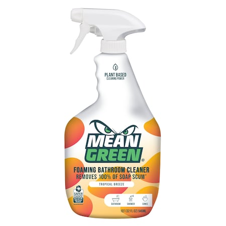 Mean Green Ready To Use Foaming Bathroom Cleaner Spray, Tropical Breeze, 32 oz 394188