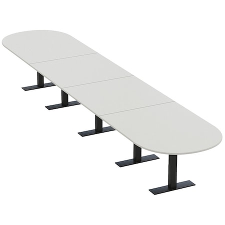 Skutchi Designs 20ft Conference Table With Power Unit | 20 Person Modular Racetrack Meeting Table | Harmony Series HAR-RAC-48X240-T.BK-U779-NA