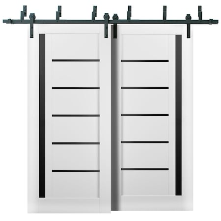 Sartodoors Sliding Closet Barn Bypass Doors White 56x80 (2* 28x80) Solid Core Modern Interior QUADRO4588BBB-WS-56