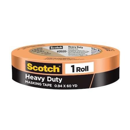 3M MaskingTape, Crepe, Org, 60-1/8ydL, 1inW 00539