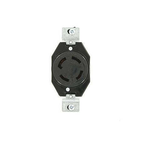 Leviton Flanged Locking Receptacle, Non-NEMA, 30 A, 250V AC, Single Phase, 3 Pole, Flush Mount, Black 3430-G