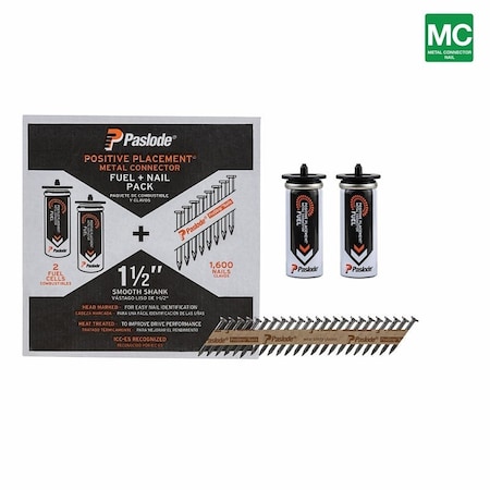 Paslode Paslode Fuel and Nail Pack, 1-1/2 in L, Brite, Smooth Shank 650935