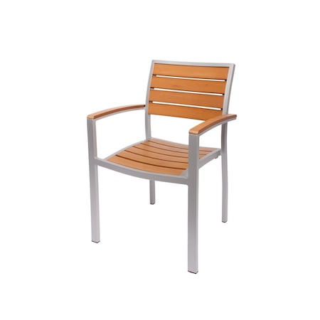 Bfm Seating Largo Stacking Teak Patio Dining Chair PH101CTKSV