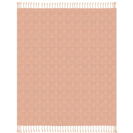 Homeroots 50" X 60" Orange Woven Cotton Throw Blanket with Fringe 516557