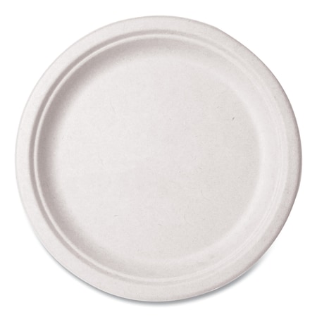 Vegware Nourish Molded Fiber Tableware, Compostable, Plate, Sugarcane, 10 dia, White, 500PK VW-P005NFA