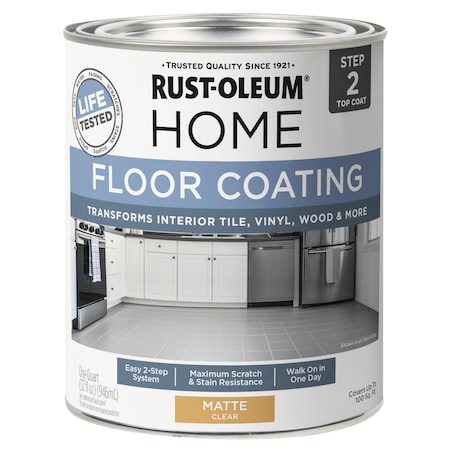 Rust-Oleum HOME Floor Coating, Top Coat, Clear, Matte, 1 Quart 358871